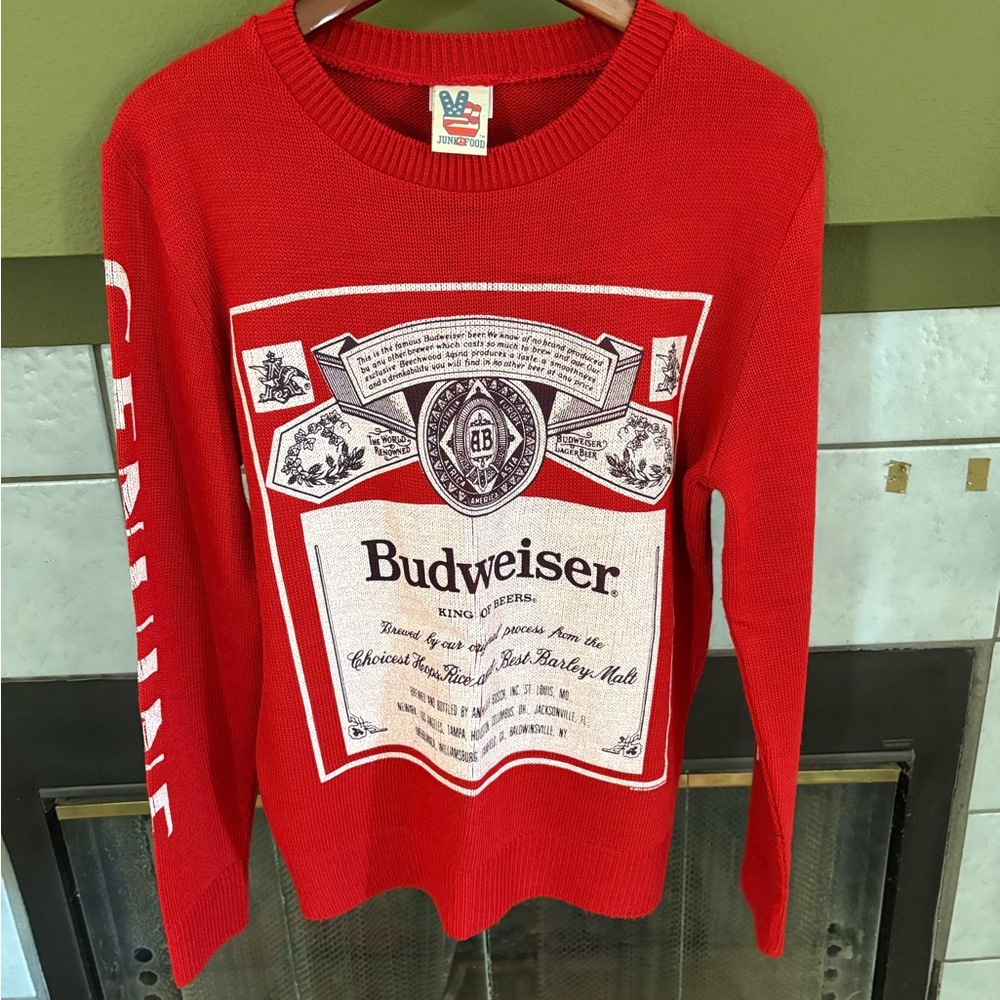 Budweiser Red Crewneck Sweater with Iconic Logo